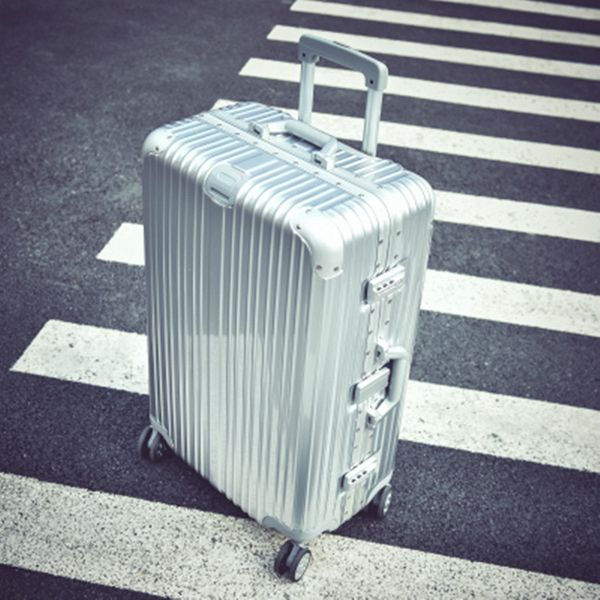 suitcase womens aluminum frame bag trolley case travel cases universal wheel men's sturdy and durable password leather case